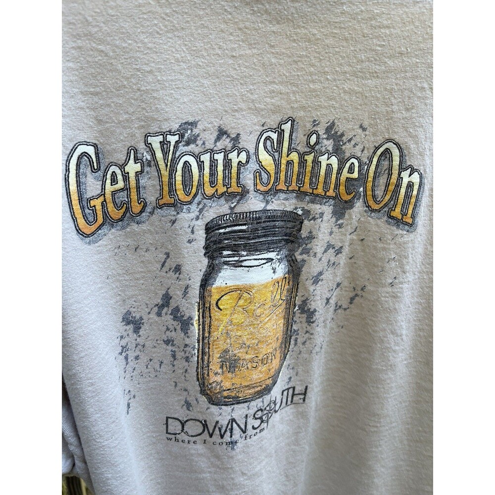 Down South Moonshine Get Your Shine On T-Shirt Light Beige Size XL